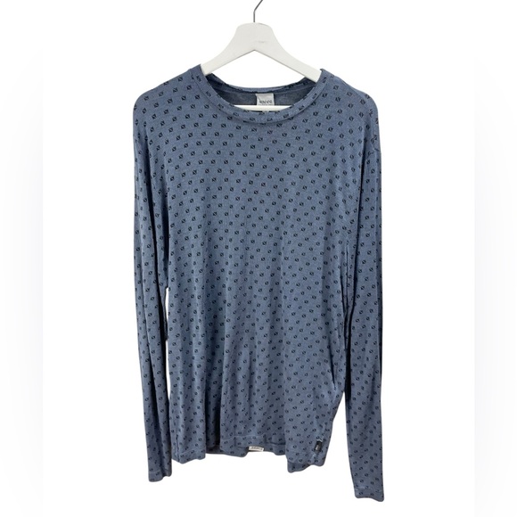 Armani Collezioni Blue Geo-Printed Long Sleeve Viscose T Shirt Size EU M/ US S - Picture 2 of 8